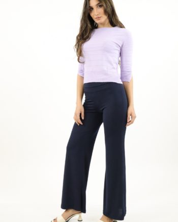 Pantalone Palazzo con Fascia Elasticizzata - Colore Blu